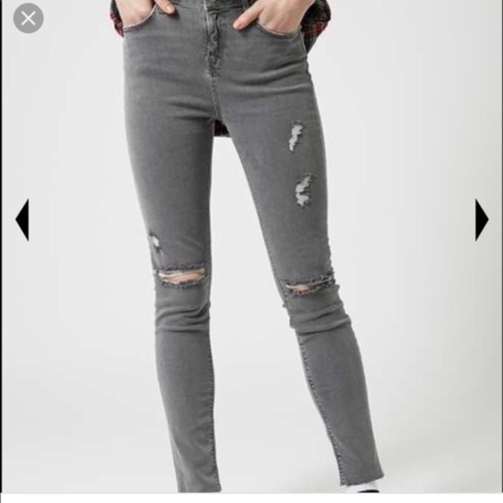 Topshop Moto Jamie skinny jeans - grey ripped
